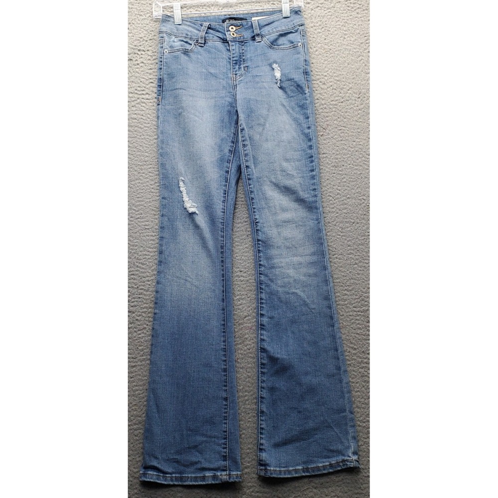 BCBGeneration Bootcut Jeans Womens 1/25 Blue Denim Stretch Distressed Mid Rise